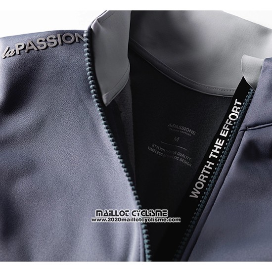 2019 Maillot Ciclismo La Passione Gris Blanc Manches Longues et Cuissard
